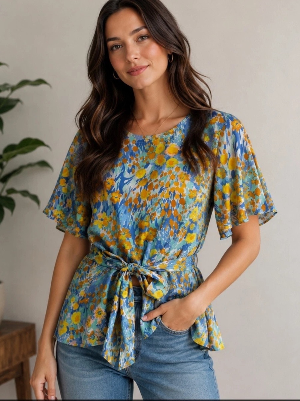 J. McLaughlin Floral Blouse